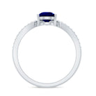 Certified 1.6 Carat Pear Shape Lab Grown Blue Sapphire Chevron Engagement Ring with Diamond AAAA - Rosec Jewels
