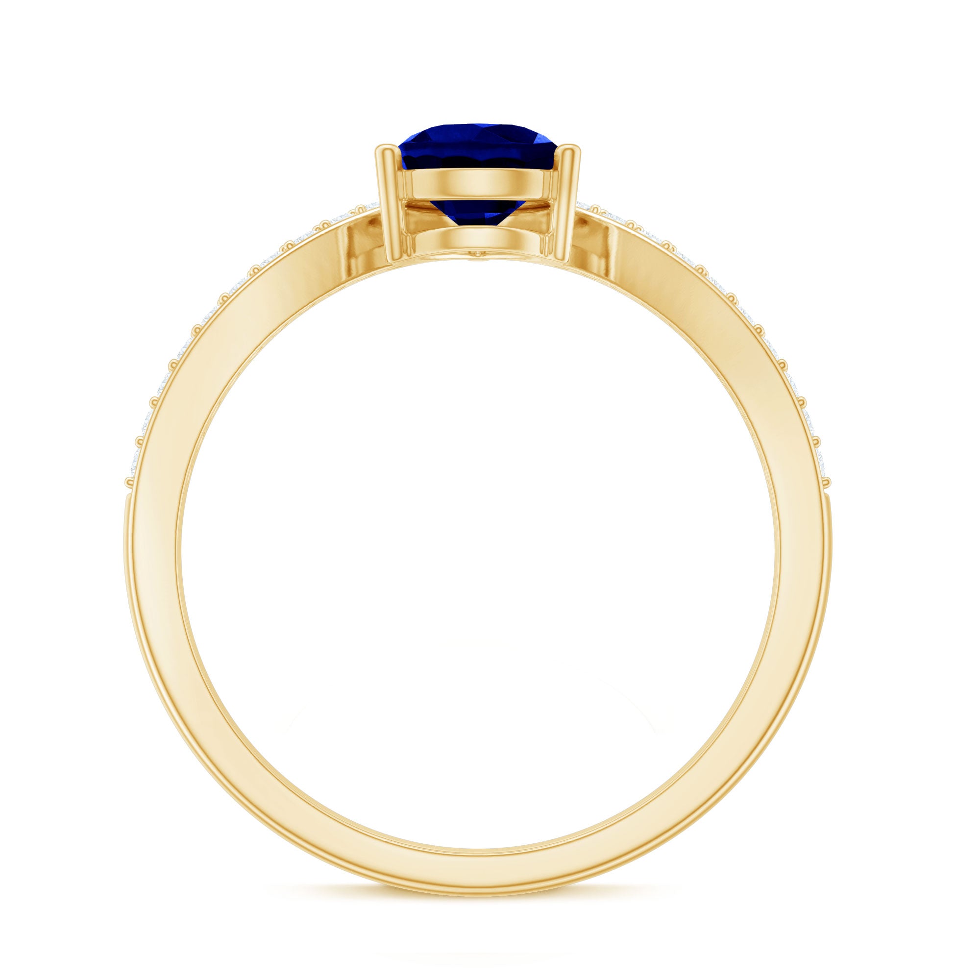 Certified 1.6 Carat Pear Shape Lab Grown Blue Sapphire Chevron Engagement Ring with Diamond AAAA - Rosec Jewels