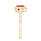 Bezel Set Lab Grown Ruby Teardrop Engagement Ring AAAA - Rosec Jewels