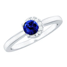 Certified Lab Grown Blue Sapphire Diamond Promise Ring for Women AAAA - Rosec Jewels