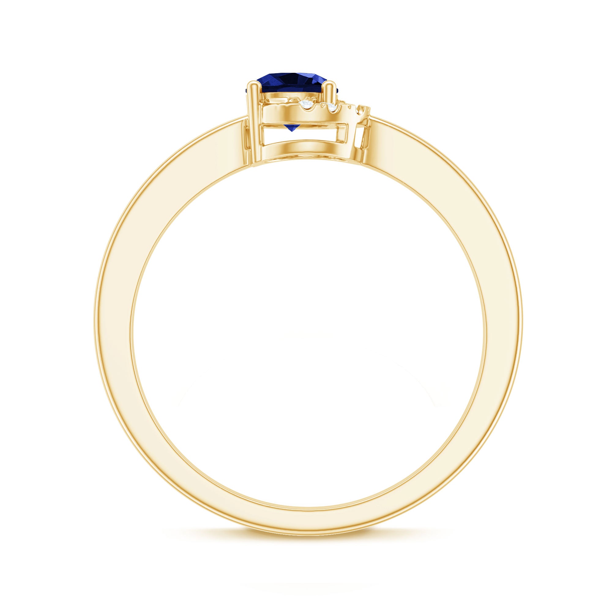 Certified Lab Grown Blue Sapphire Diamond Promise Ring for Women AAAA - Rosec Jewels