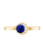 Certified Lab Grown Blue Sapphire Diamond Promise Ring for Women AAAA - Rosec Jewels