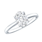 Certified 6X8mm Solitaire Moissanite Oval Engagement Ring D-VS1 - Rosec Jewels