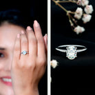 Certified 6X8mm Solitaire Moissanite Oval Engagement Ring D-VS1 - Rosec Jewels