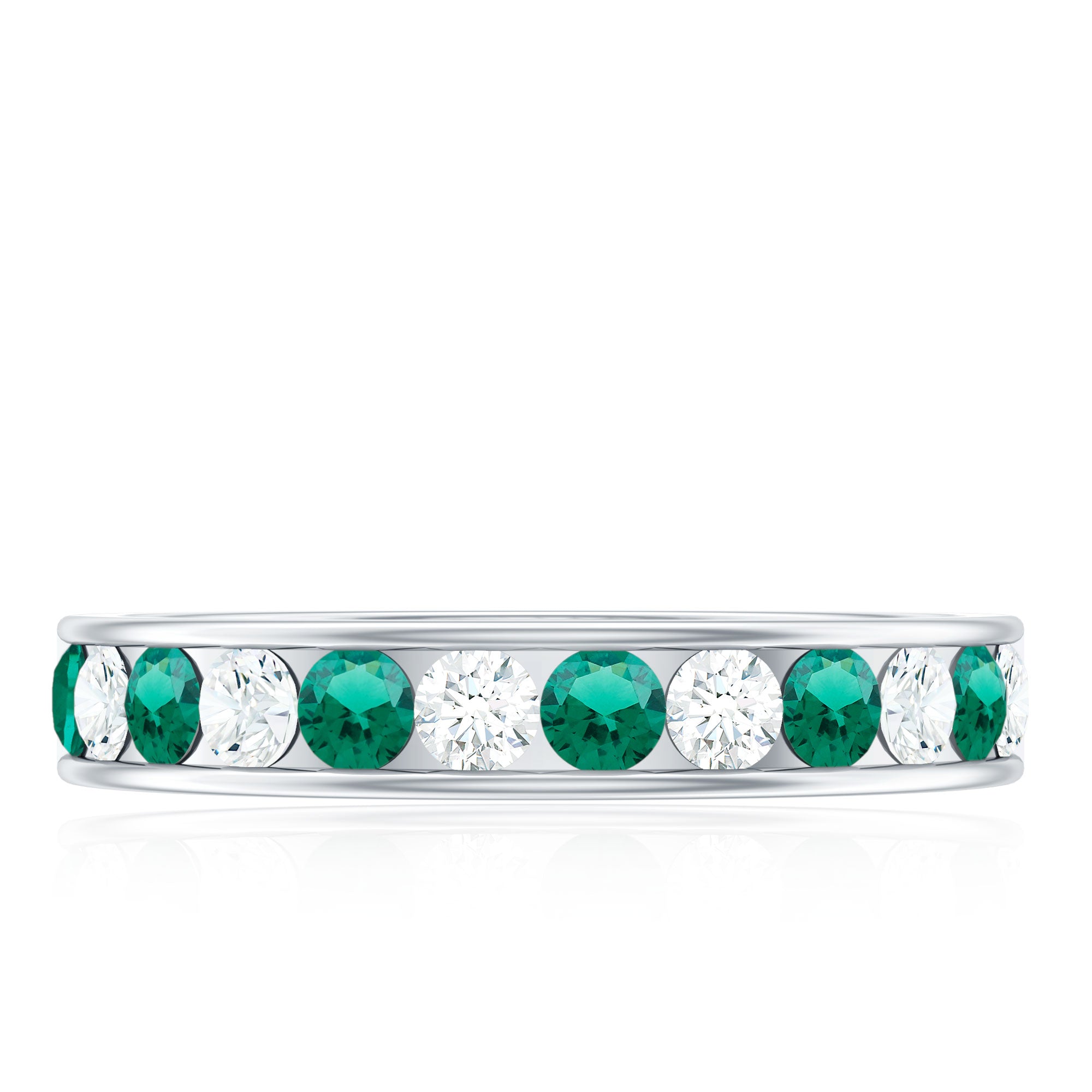 Certified Lab Grown Emerald Diamond Half Eternity Anniversary Band in Channel Setting AAAA - Rosec Jewels