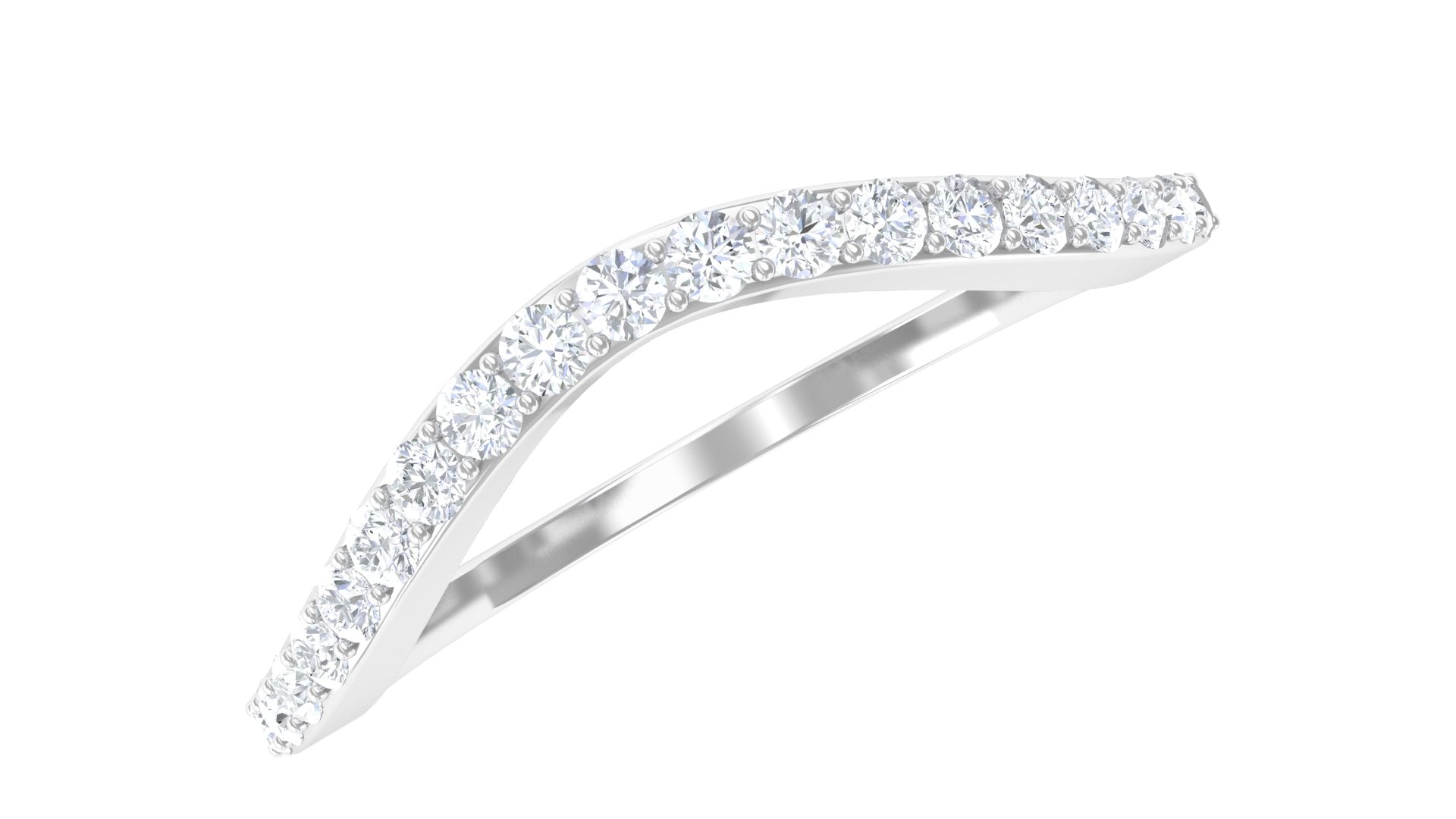 Rosec Jewels-Certified Moissanite Half Eternity Curved Wedding Band Ring