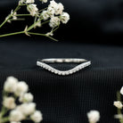 Curved Lab Grown Diamond Wedding Band – Chevron Pavé Contour Ring Lab - ( EF-VS ) 14K White Gold - Rosec Jewels
