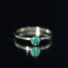 Natural Solitaire Emerald Promise Ring in Lotus Basket Setting AAA - Rosec Jewels