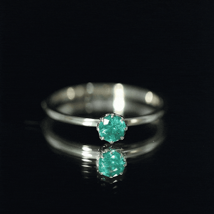 Natural Solitaire Emerald Promise Ring in Lotus Basket Setting AAA - Rosec Jewels