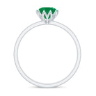 Natural Solitaire Emerald Promise Ring in Lotus Basket Setting AAA - Rosec Jewels