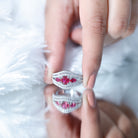 Rosec Jewels-Designer Lab Created Ruby 3 Stone Engagement Ring With Moissanite