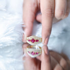 Rosec Jewels-Designer Lab Created Ruby 3 Stone Engagement Ring With Moissanite
