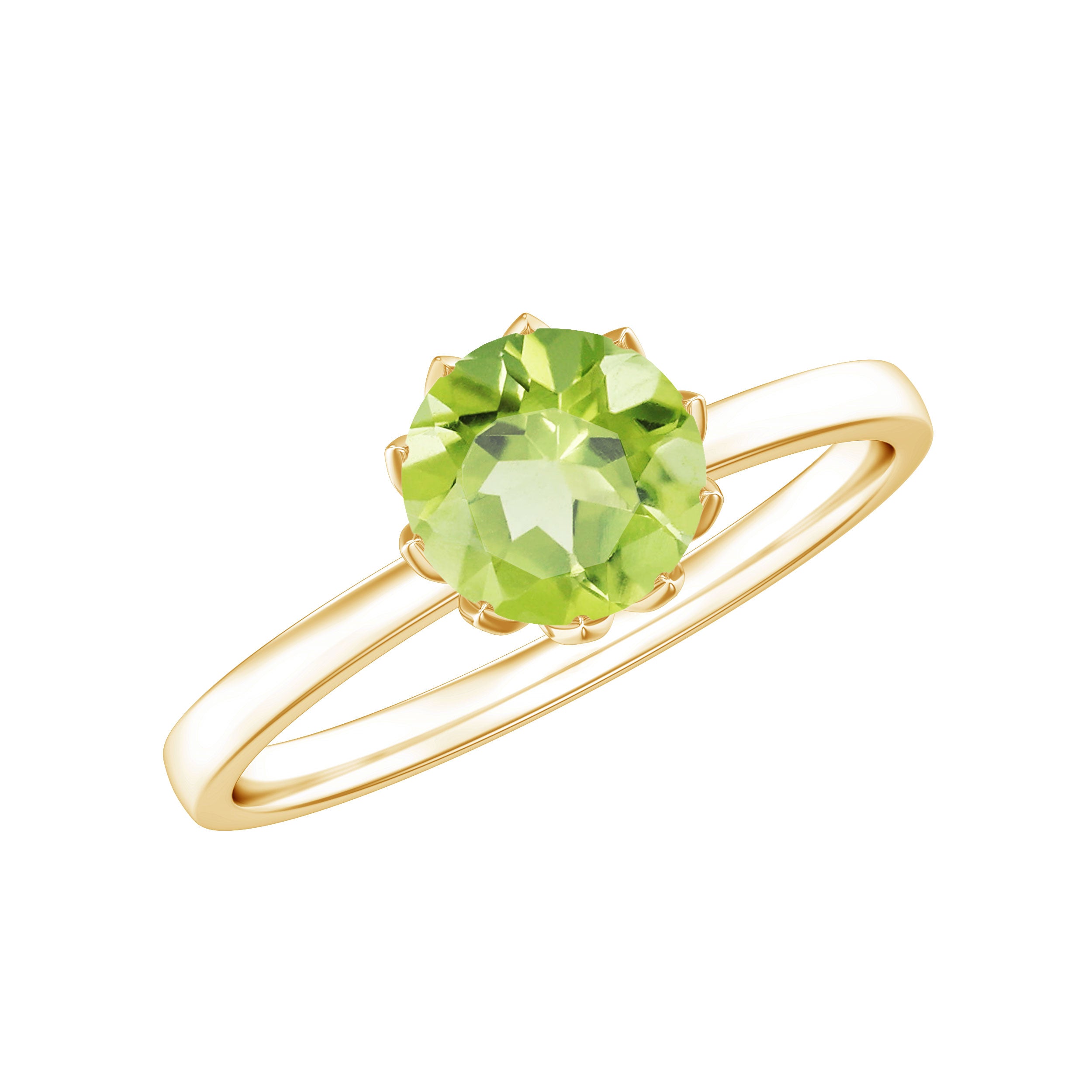 Genuine 2 Carat Peridot Engagement Ring in Lotus Basket Setting AAA - Rosec Jewels