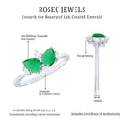 Natural Pear Shape Emerald Toi Et Moi Engagement Ring with Diamond AAA - Rosec Jewels