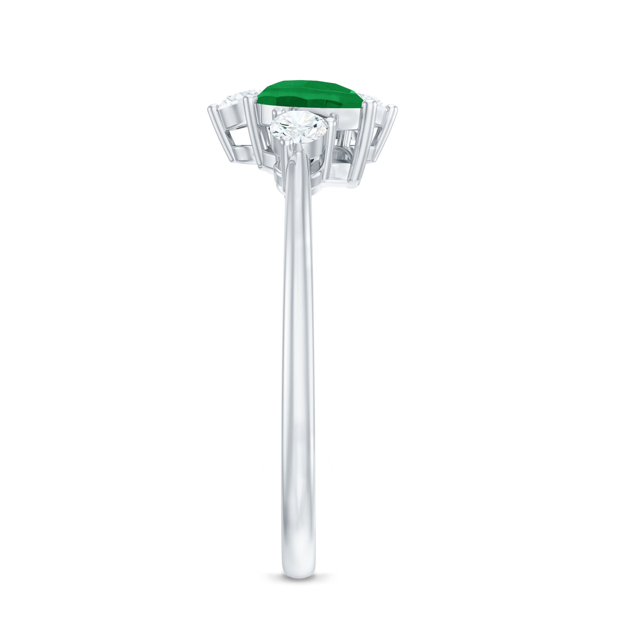 Natural Pear Shape Emerald Toi Et Moi Engagement Ring with Diamond AAA - Rosec Jewels