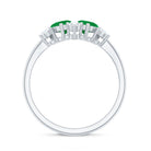 Natural Pear Shape Emerald Toi Et Moi Engagement Ring with Diamond AAA - Rosec Jewels