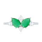 Natural Pear Shape Emerald Toi Et Moi Engagement Ring with Diamond AAA - Rosec Jewels