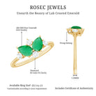 Natural Pear Shape Emerald Toi Et Moi Engagement Ring with Diamond AAA - Rosec Jewels