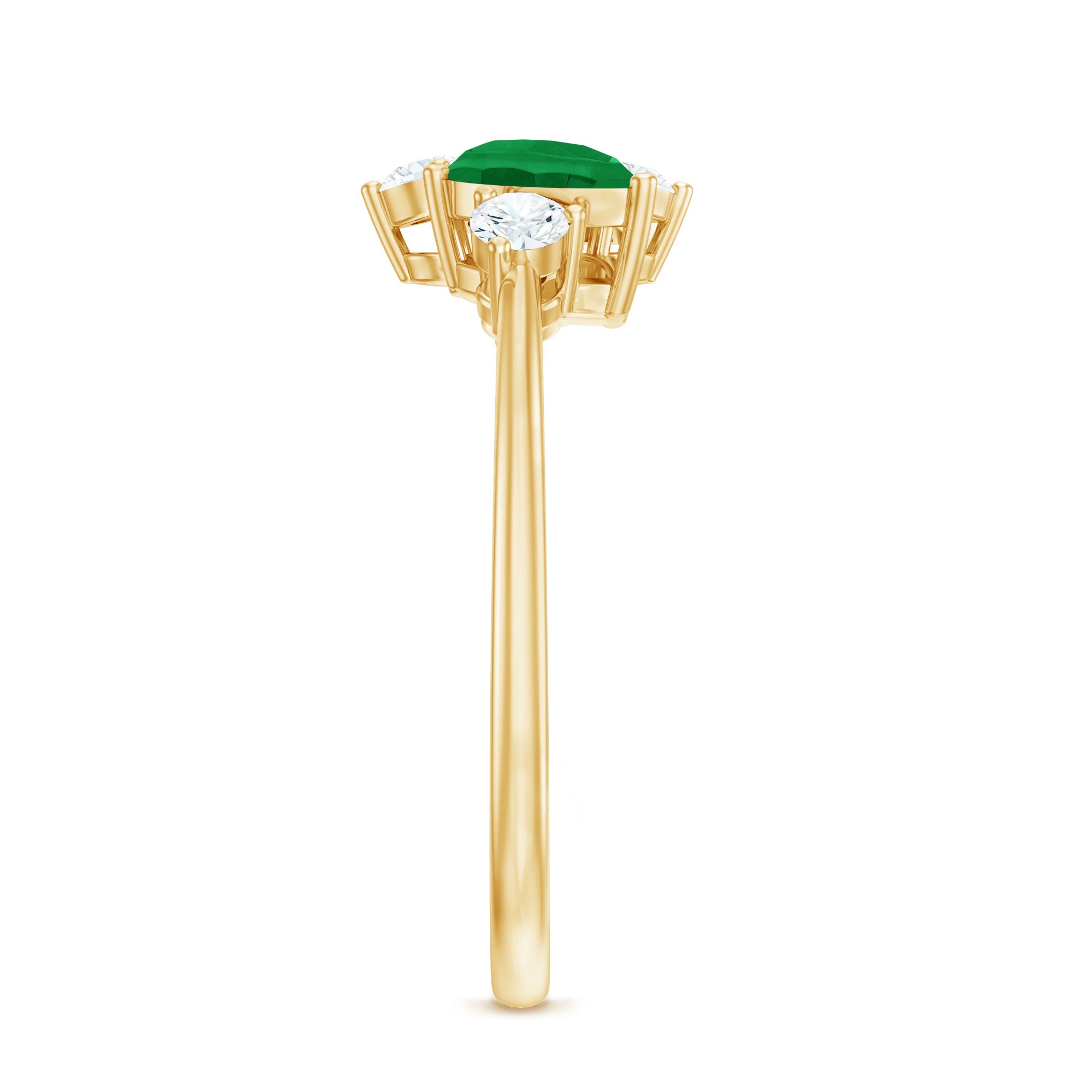 Natural Pear Shape Emerald Toi Et Moi Engagement Ring with Diamond AAA - Rosec Jewels