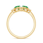 Natural Pear Shape Emerald Toi Et Moi Engagement Ring with Diamond AAA - Rosec Jewels