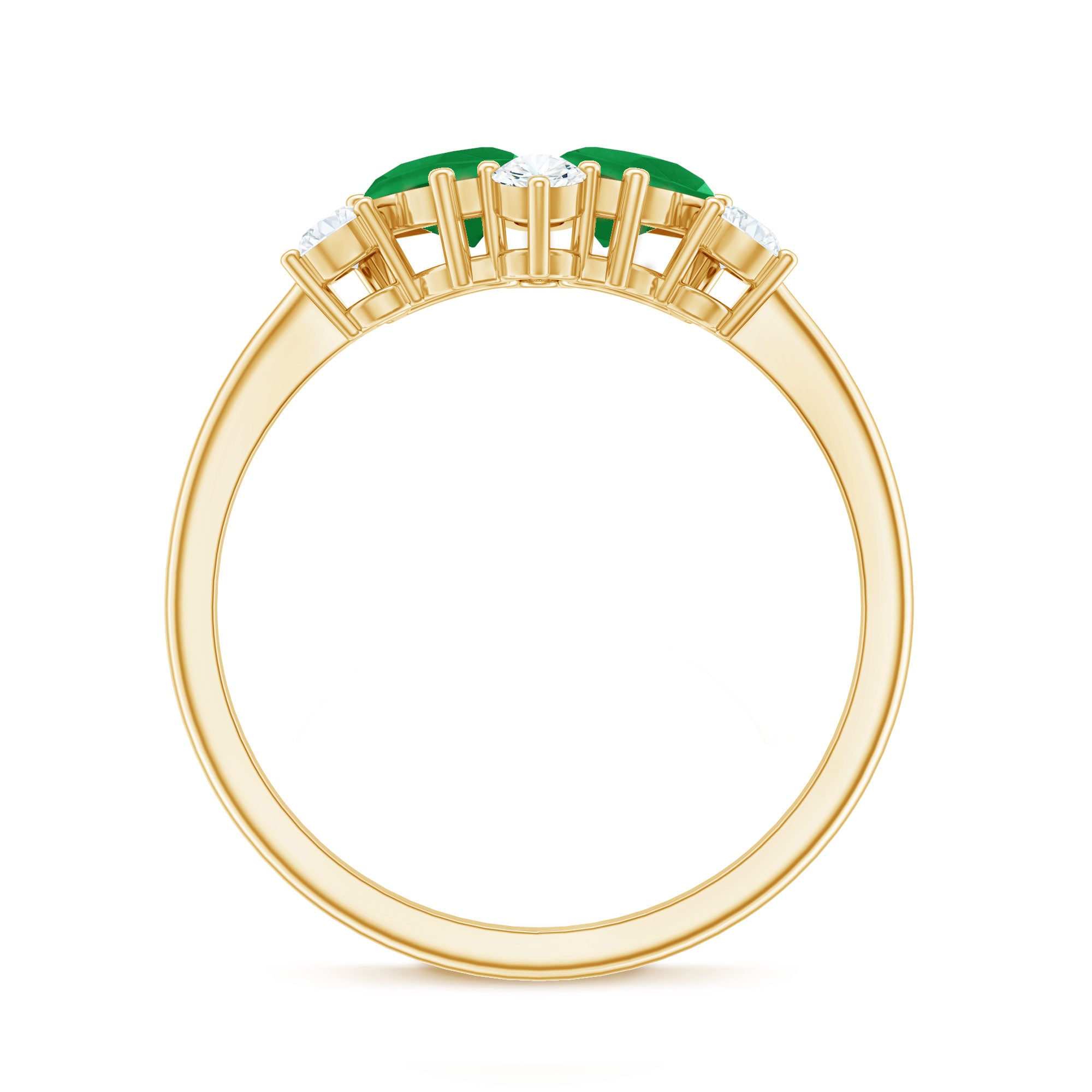 Natural Pear Shape Emerald Toi Et Moi Engagement Ring with Diamond AAA - Rosec Jewels