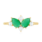 Natural Pear Shape Emerald Toi Et Moi Engagement Ring with Diamond AAA - Rosec Jewels
