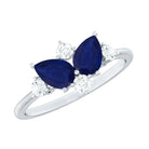 Genuine Blue Sapphire and Diamond Cluster Engagement Ring with Certificate AAA - Rosec Jewels