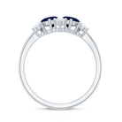 Genuine Blue Sapphire and Diamond Cluster Engagement Ring with Certificate AAA - Rosec Jewels