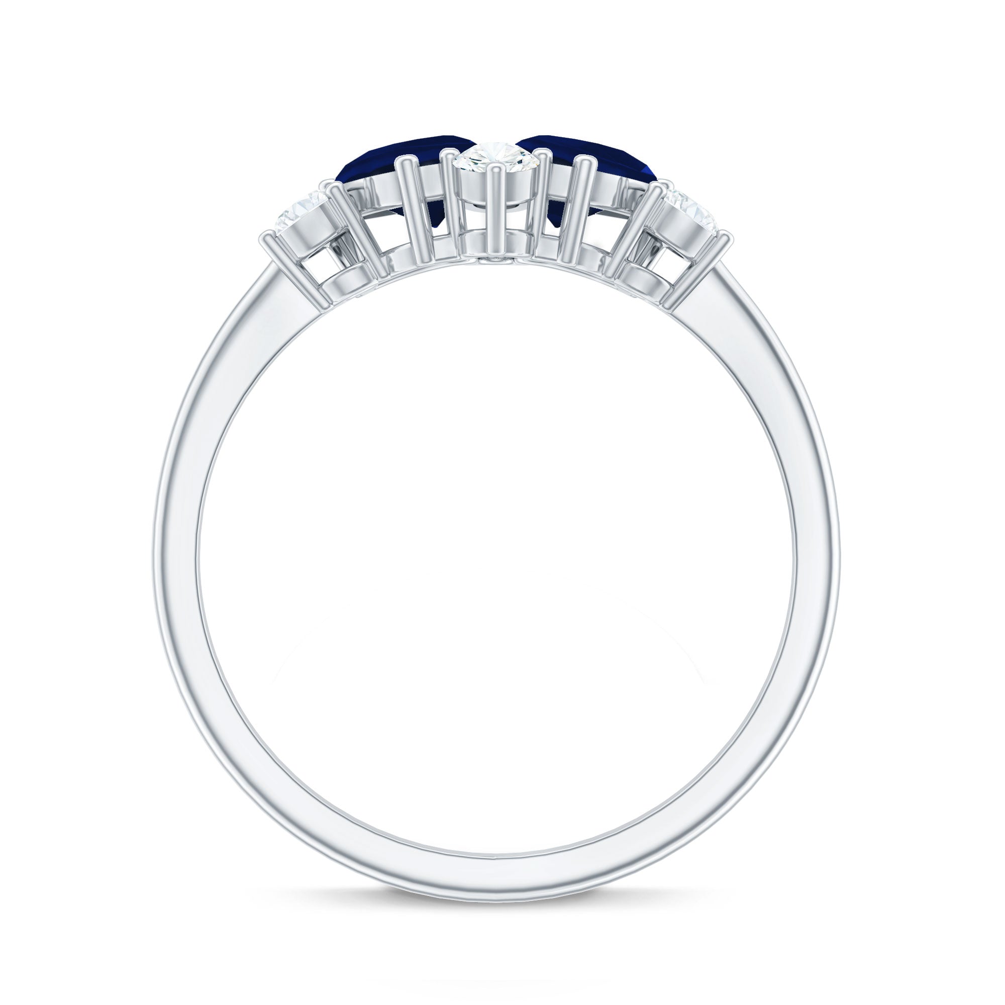Genuine Blue Sapphire and Diamond Cluster Engagement Ring with Certificate AAA - Rosec Jewels