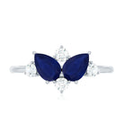 Genuine Blue Sapphire and Diamond Cluster Engagement Ring with Certificate AAA - Rosec Jewels