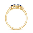 Genuine Blue Sapphire and Diamond Cluster Engagement Ring with Certificate AAA - Rosec Jewels