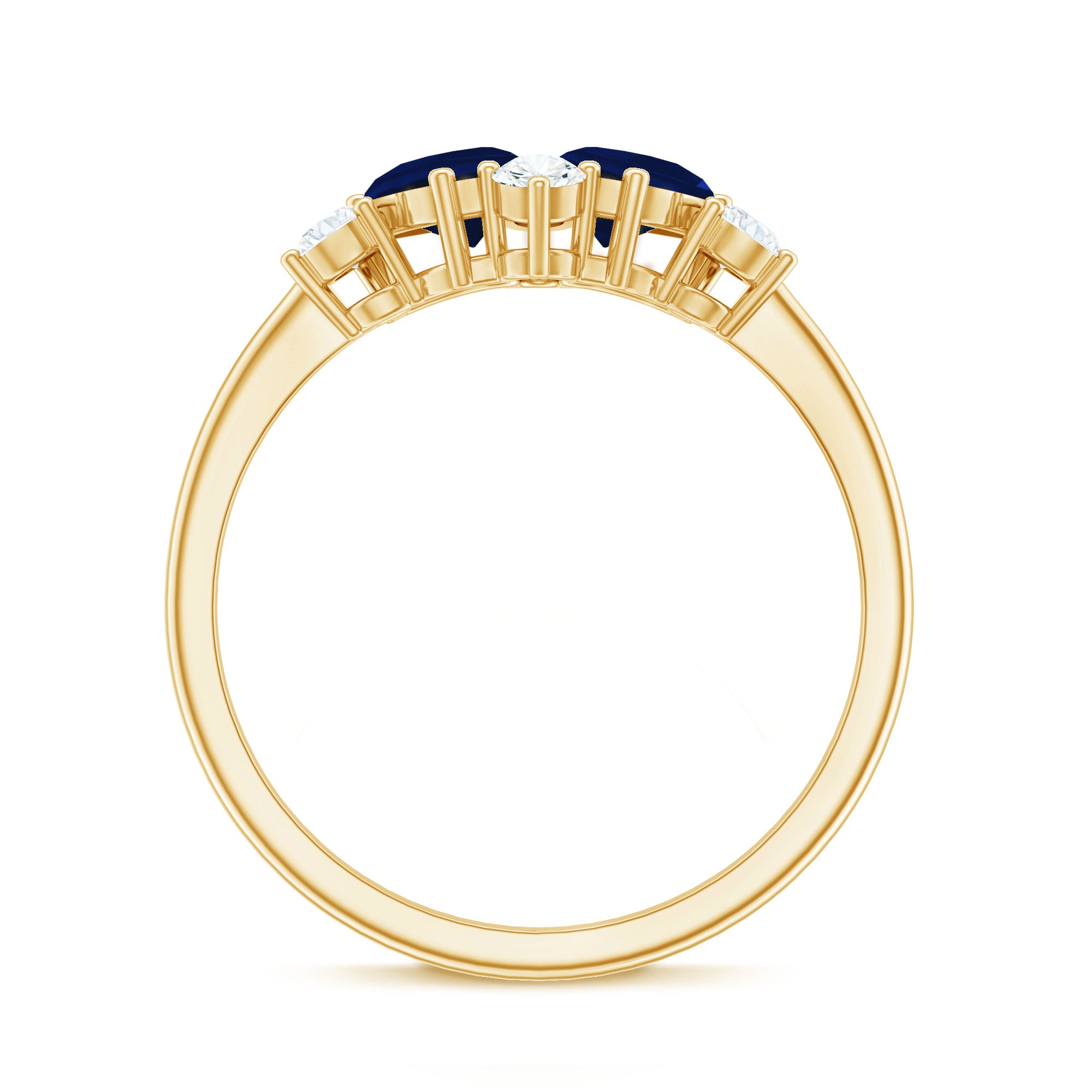 Genuine Blue Sapphire and Diamond Cluster Engagement Ring with Certificate AAA - Rosec Jewels