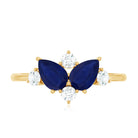 Genuine Blue Sapphire and Diamond Cluster Engagement Ring with Certificate AAA - Rosec Jewels