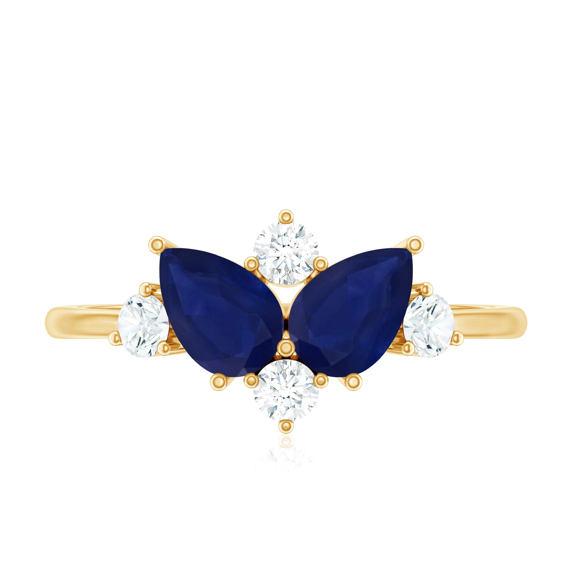Genuine Blue Sapphire and Diamond Cluster Engagement Ring with Certificate AAA - Rosec Jewels