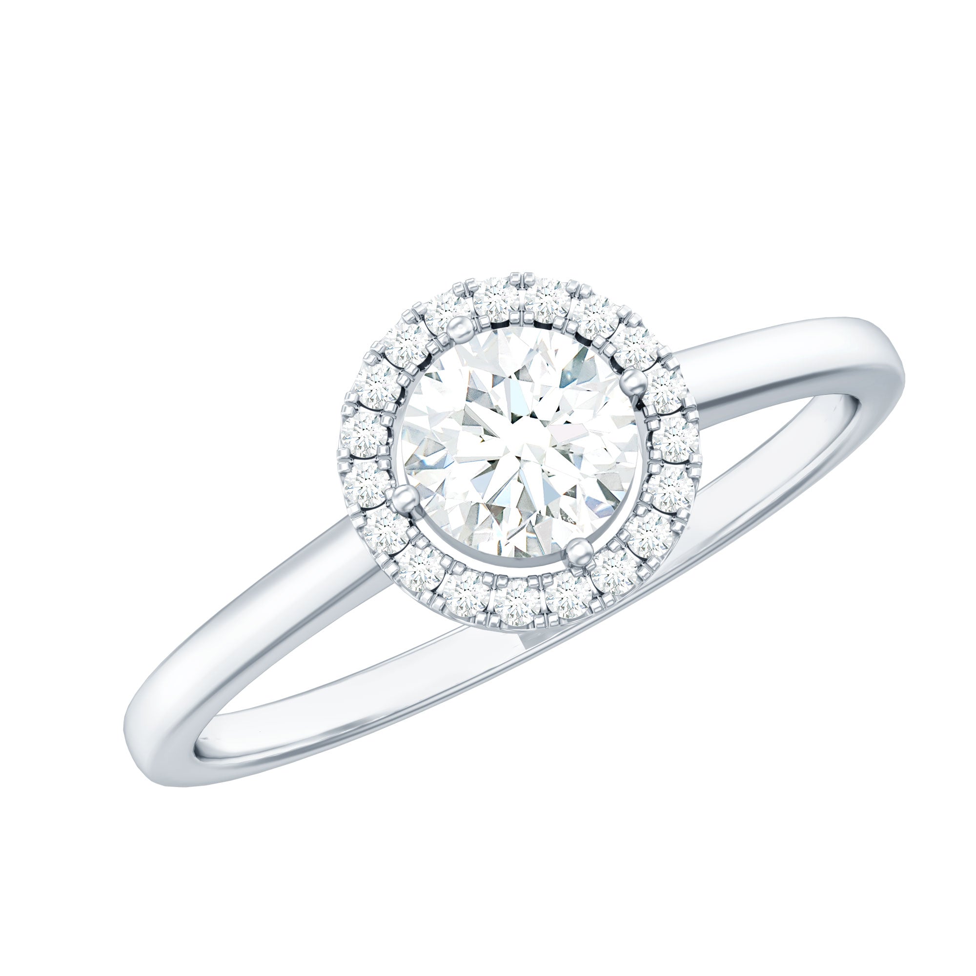 Cubic Zirconia Floating Halo Promise Ring AAAA - Rosec Jewels