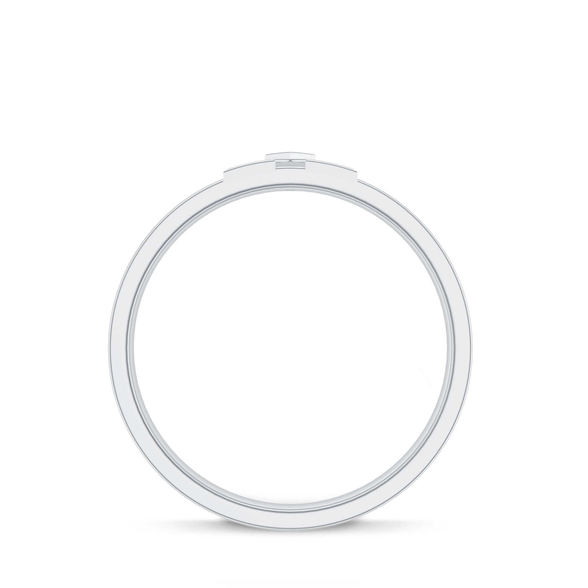 Two Tone Cross Wedding Band with Moissanite D-VS1 - Rosec Jewels
