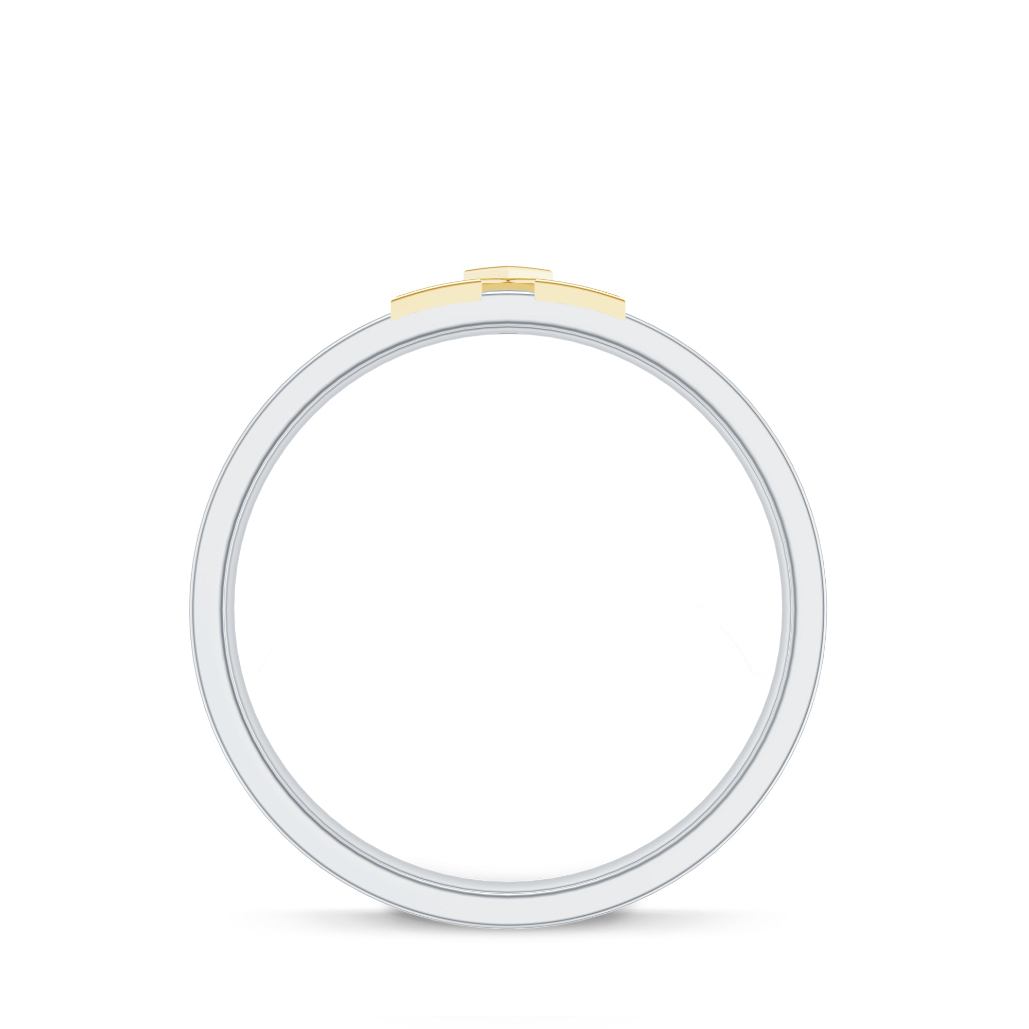 Two Tone Cross Wedding Band with Moissanite D-VS1 - Rosec Jewels