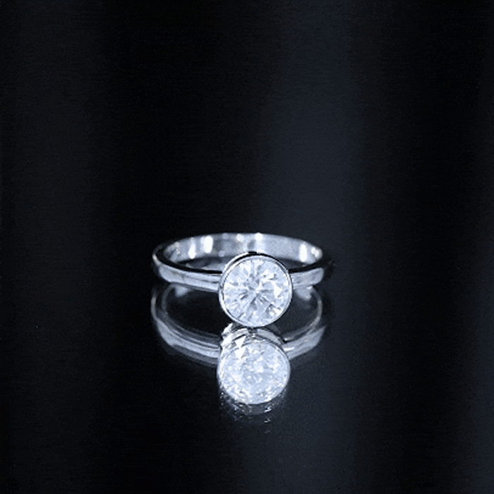 1.50 CT Moissanite Bezel Set Engagement Ring For Women D-VS1 - Rosec Jewels