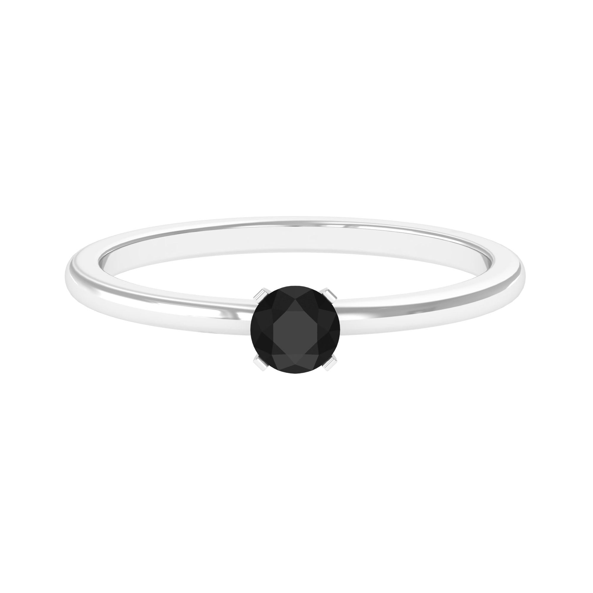 Minimal Black Onyx Solitaire Promise Ring Black Onyx - ( AAA ) - Quality - Rosec Jewels