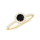 Rosec Jewels-Minimal Black Spinel Engagement Ring with Diamond Halo