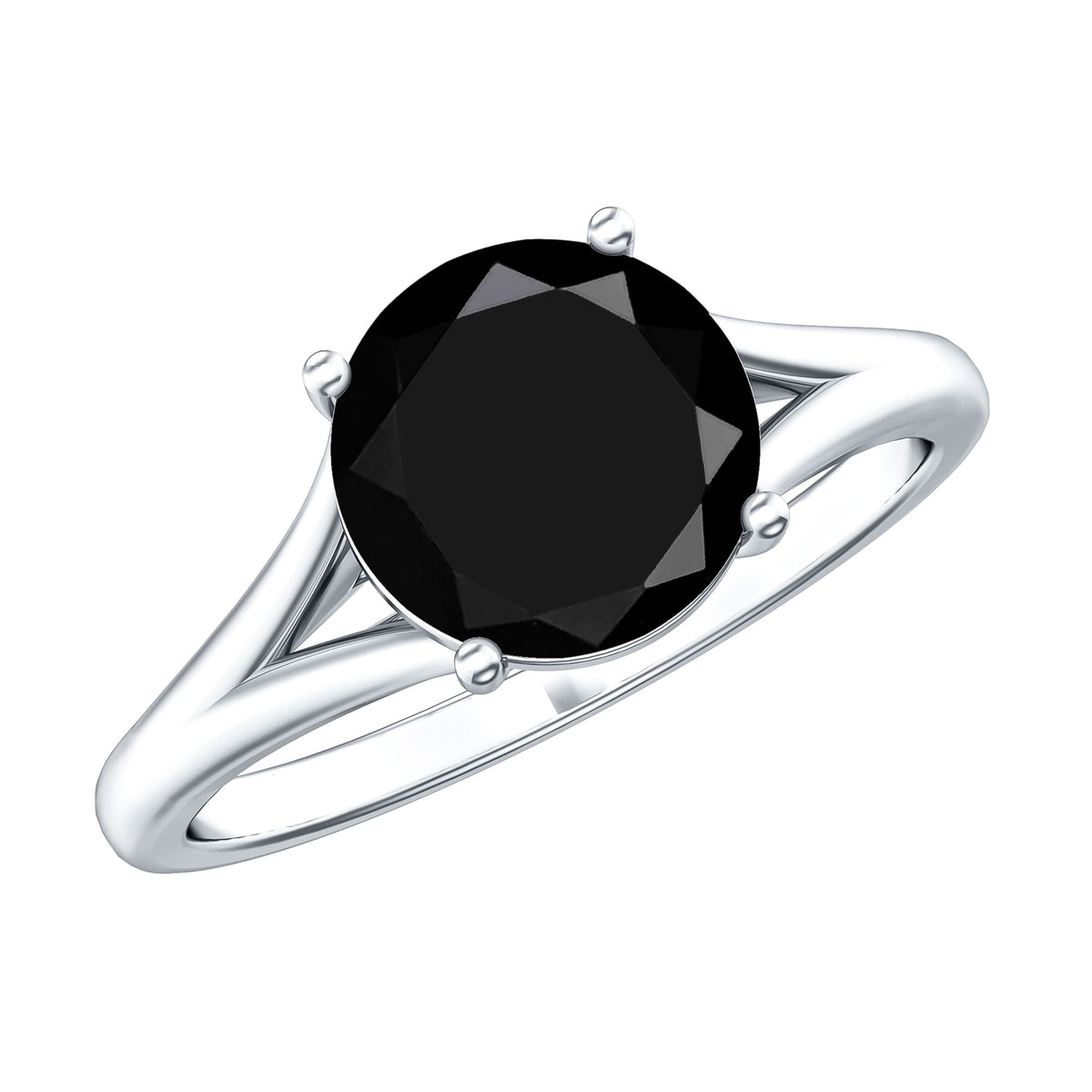 Real 2 Carat Black Onyx Solitaire Ring with Hidden Moissanite AAA - Rosec Jewels