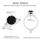 Real 2 Carat Black Onyx Solitaire Ring with Hidden Moissanite AAA - Rosec Jewels
