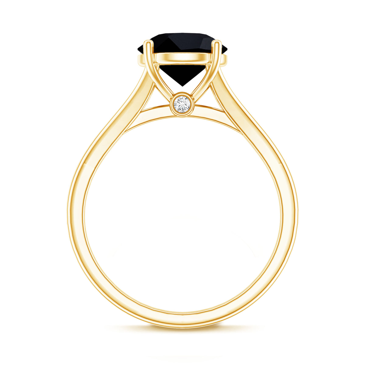 Real 2 Carat Black Onyx Solitaire Ring with Hidden Moissanite AAA - Rosec Jewels