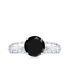 Natural 2.6 Carat Black Spinel Solitaire Engagement Ring for Women AAA - Rosec Jewels