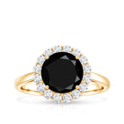 Natural 2.6 Carat Black Spinel Engagement Ring with Diamond Halo AAA - Rosec Jewels