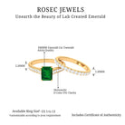 Octagon Cut Lab Grown Emerald and Moissanite Engagement Ring Set Lab Created Emerald - ( AAAA ) - Quality - Rosec Jewels