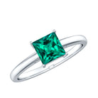 Certified Lab Grown Emerald Princess Cut Engagement Ring AAAA - Rosec Jewels