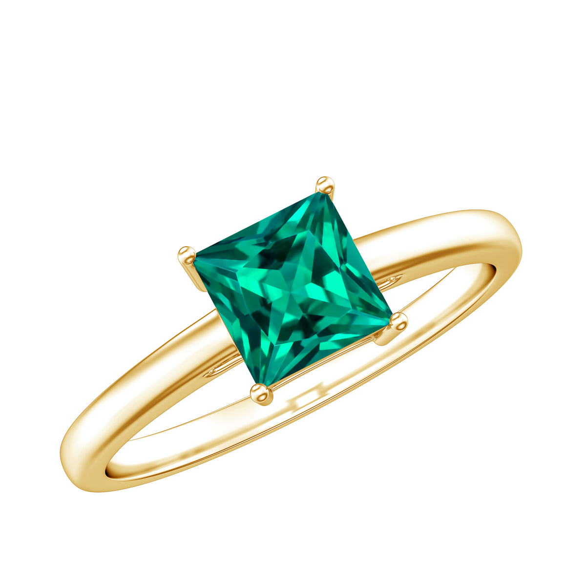Certified Lab Grown Emerald Princess Cut Engagement Ring AAAA - Rosec Jewels