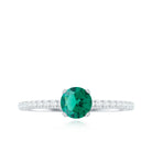 Certified Lab Grown Emerald Solitaire Engagement Ring with Diamond AAAA - Rosec Jewels