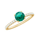 Certified Lab Grown Emerald Solitaire Engagement Ring with Diamond AAAA - Rosec Jewels